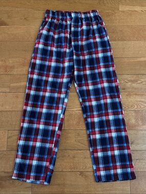 Follow Me mens red/blue plaid fleece pajama pants size M.